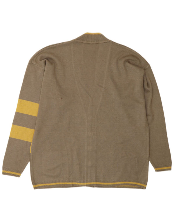 Pulover cardigan VINTAGE pentru bărbați, cu tăiere largă, poliamidă cu dungi verzi mari