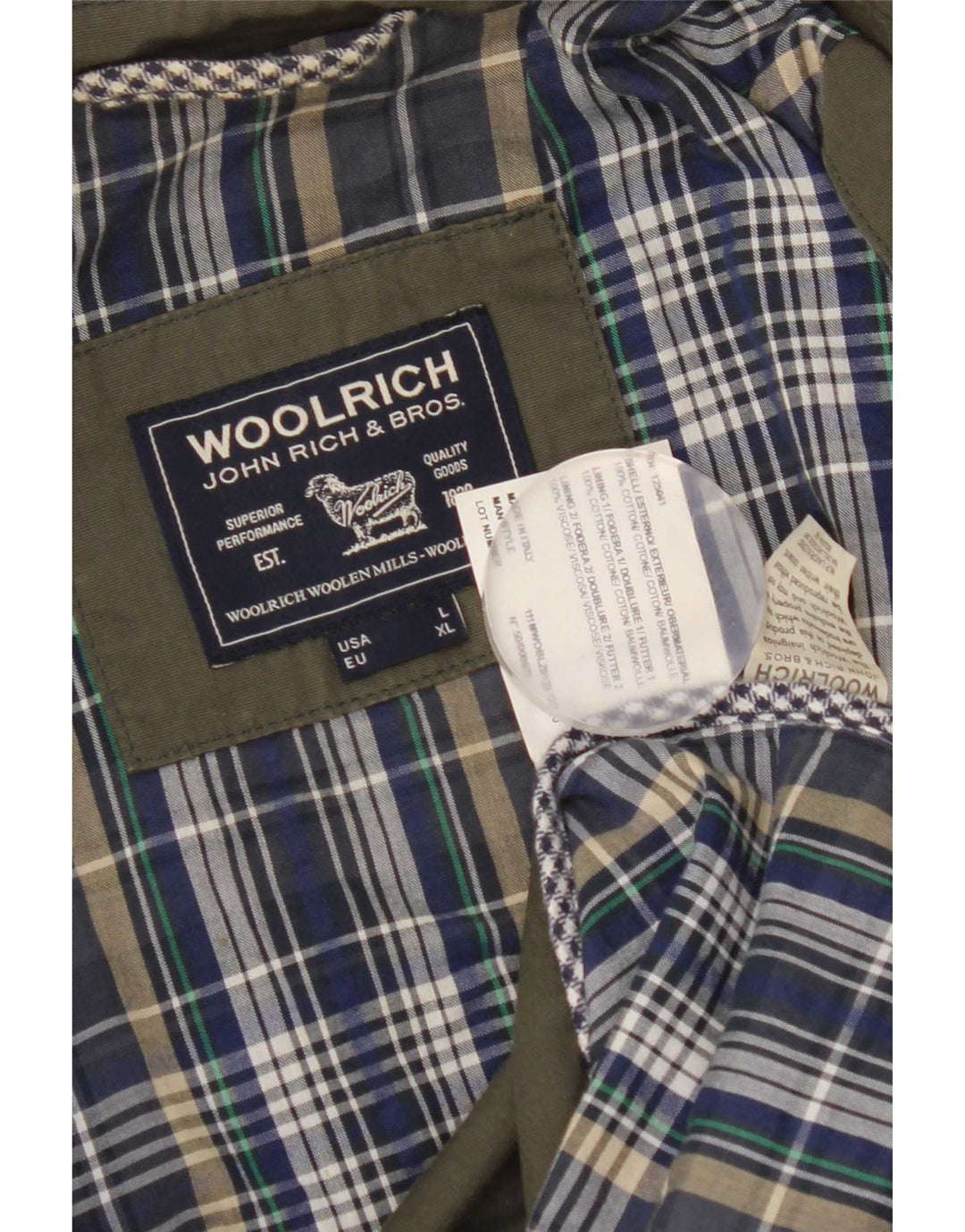 Jachetă Woolrich pentru bărbați, UK 40, mare, verde, bumbac