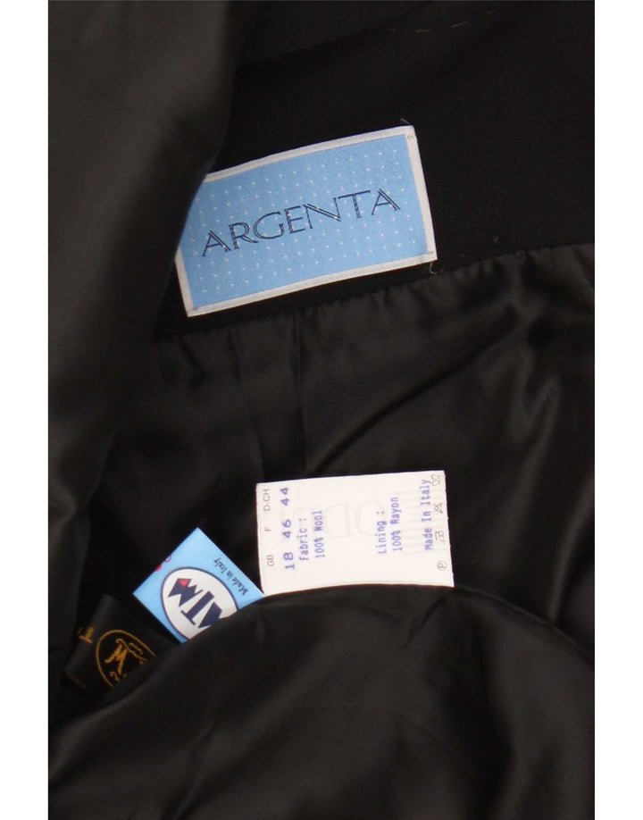 Blazer Vintage pentru femei cu 3 nasturi, UK 18 XL, lână neagră