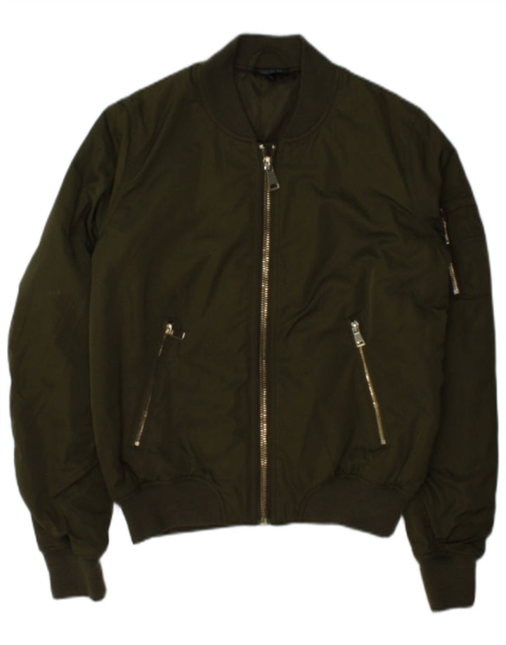 Topshop Bomber Jacket pentru femei UK 8 Small Kaki Poliester