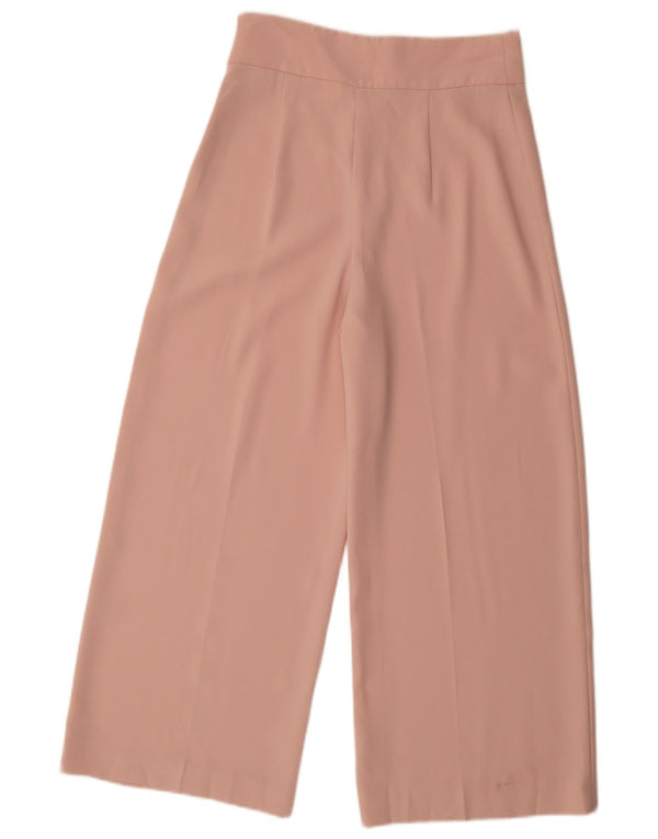 Pantaloni tăiați pentru femei Zara cu picioare largi Mici L26 L25 Poliester roz