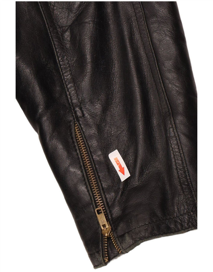 Jachetă de piele vintage pentru bărbați UK 36 Piele neagră mică