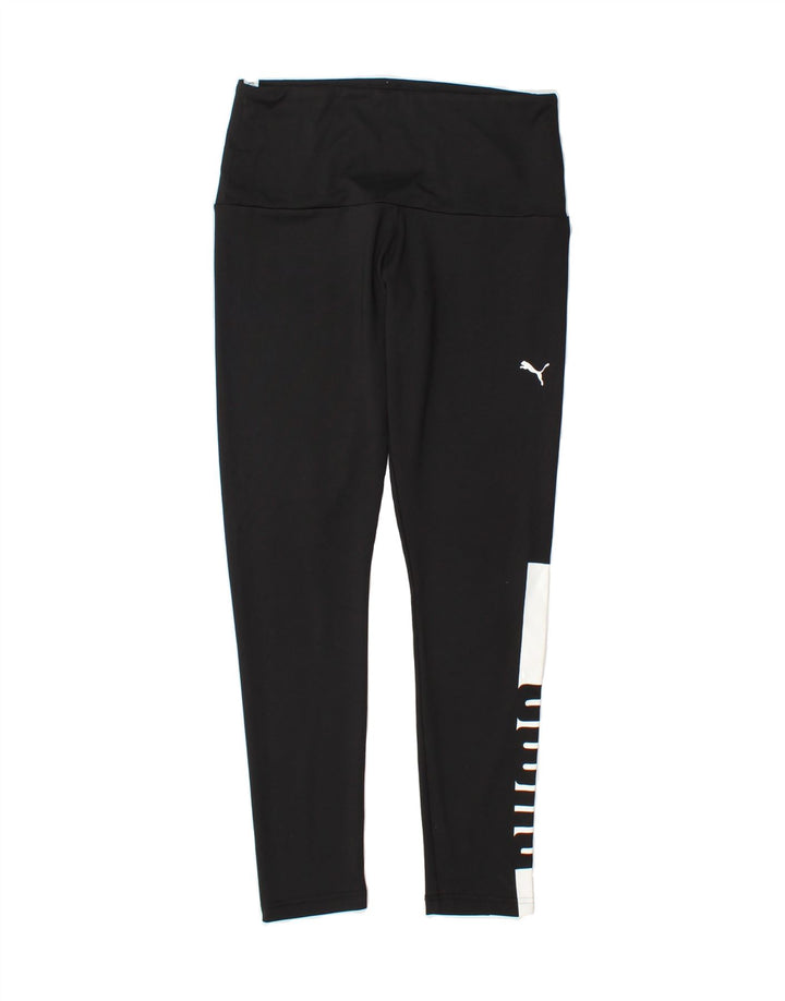 PUMA Womens Graphic Leggings UK 12 Medium  Black Colourblock Polyester Vintage Puma and Second-Hand Puma from Messina Hembry 