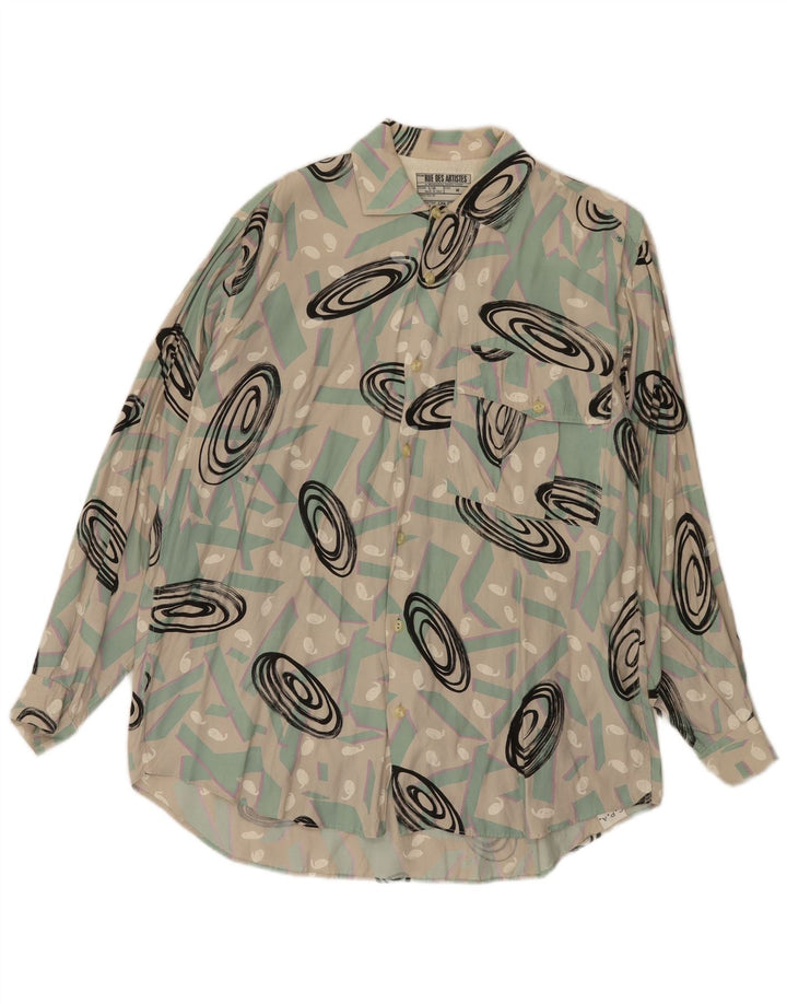 Cămașă Vintage pentru bărbați cu model abstract, bumbac mediu multicolor