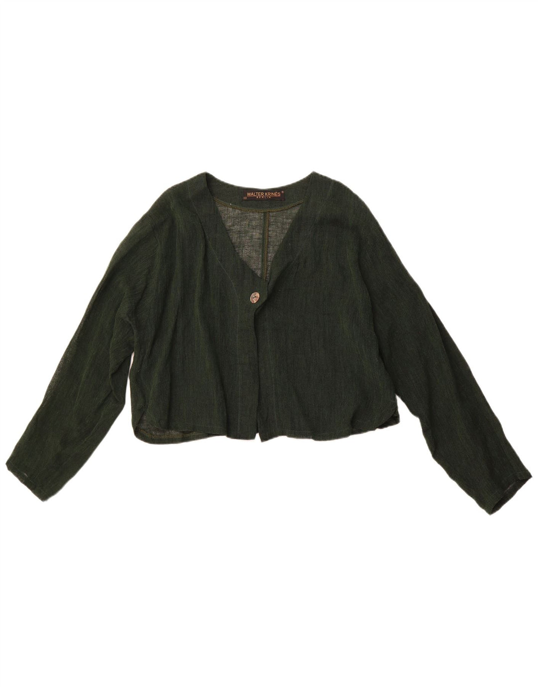 VINTAGE Crop Cardigan Top pentru femei UK 16, mare, verde, bumbac