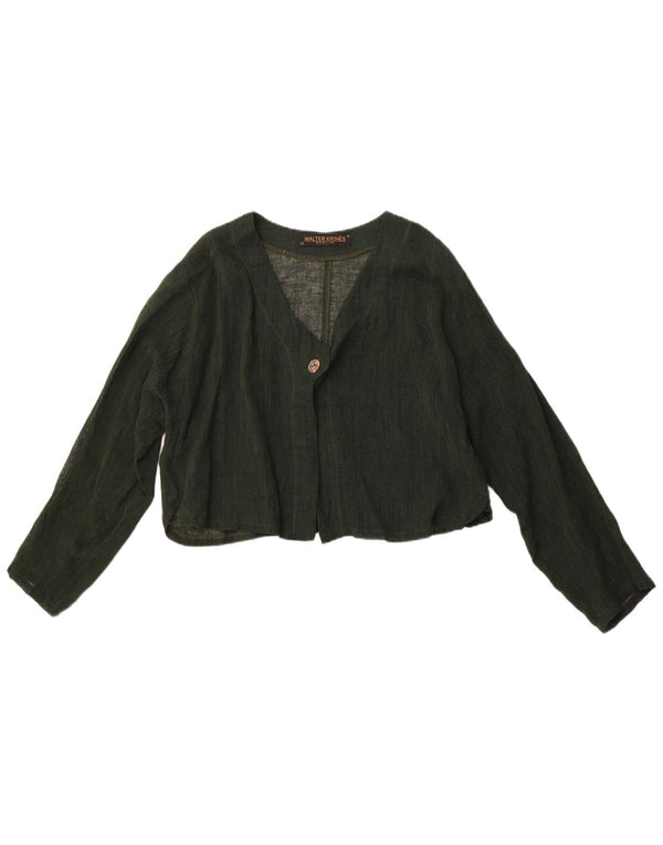 VINTAGE Crop Cardigan Top pentru femei UK 16, mare, verde, bumbac