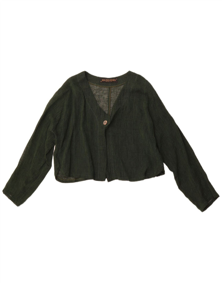 VINTAGE Crop Cardigan Top pentru femei UK 16, mare, verde, bumbac