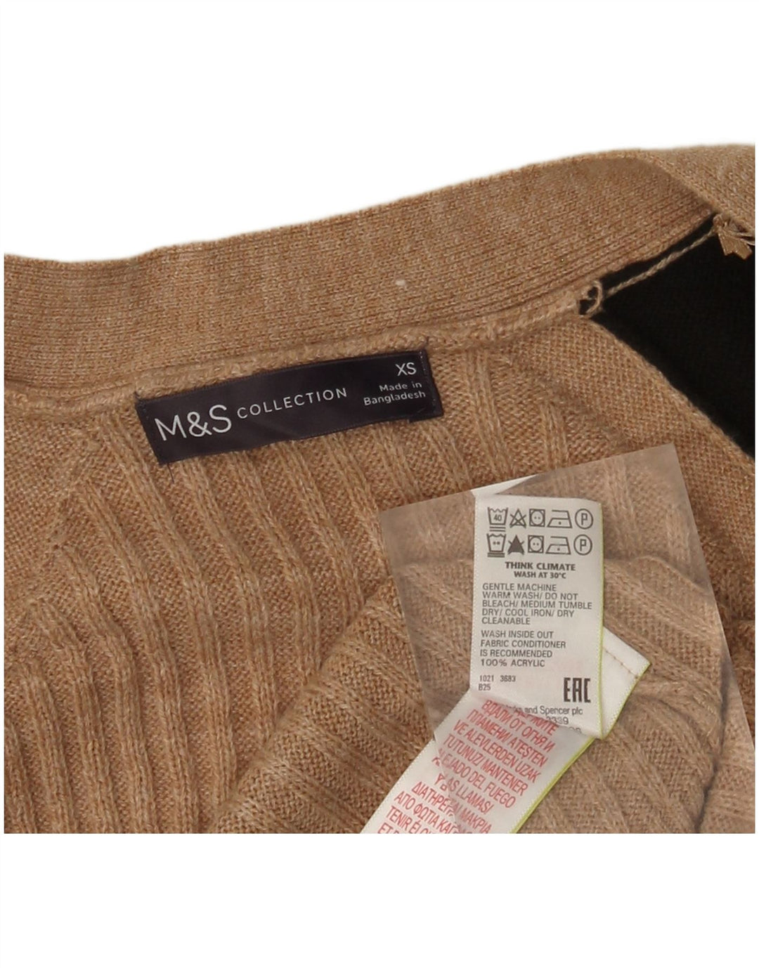 MARKS & SPENCER Pulover cardigan deschis pentru femei UK 6 XS Bej Colorblock