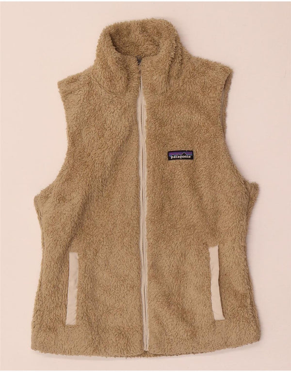 Patagonia Womens Fleece Gilet UK 10 Small Beige Poliester