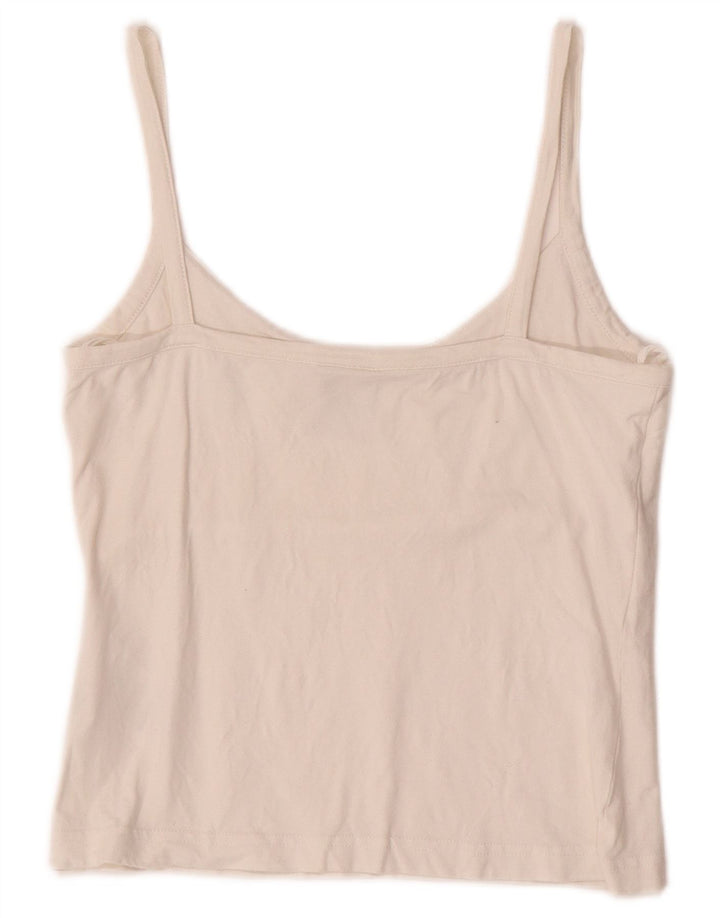 ADIDAS Crop Cami Top pentru femei UK 12 Medium Off White Bumbac