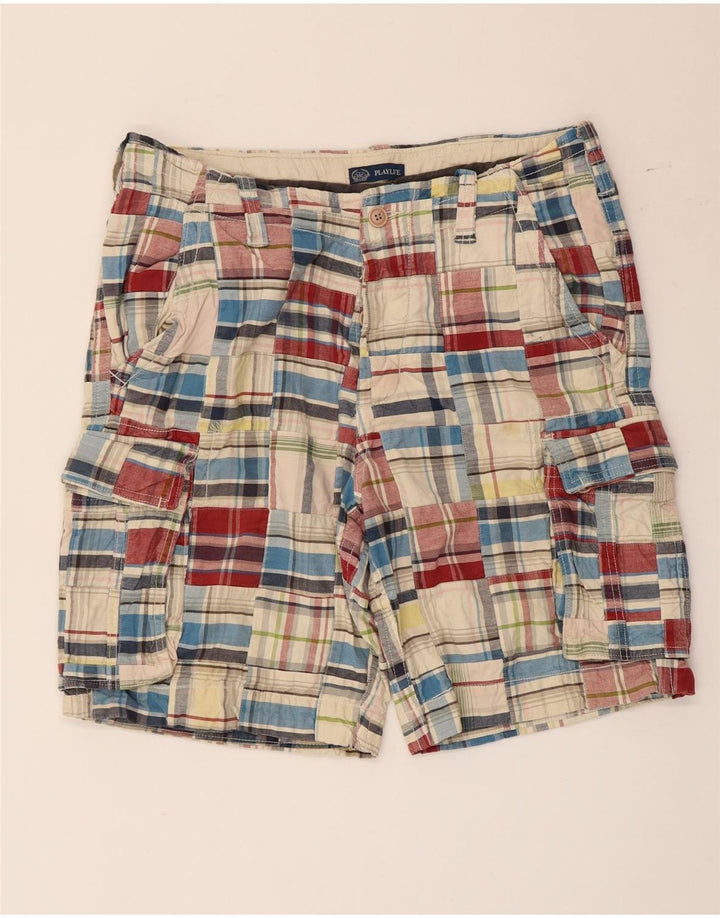 Pantaloni scurti cargo pentru bărbați Playlife IT 50 Large W36 Bumbac cu carouri multicolore