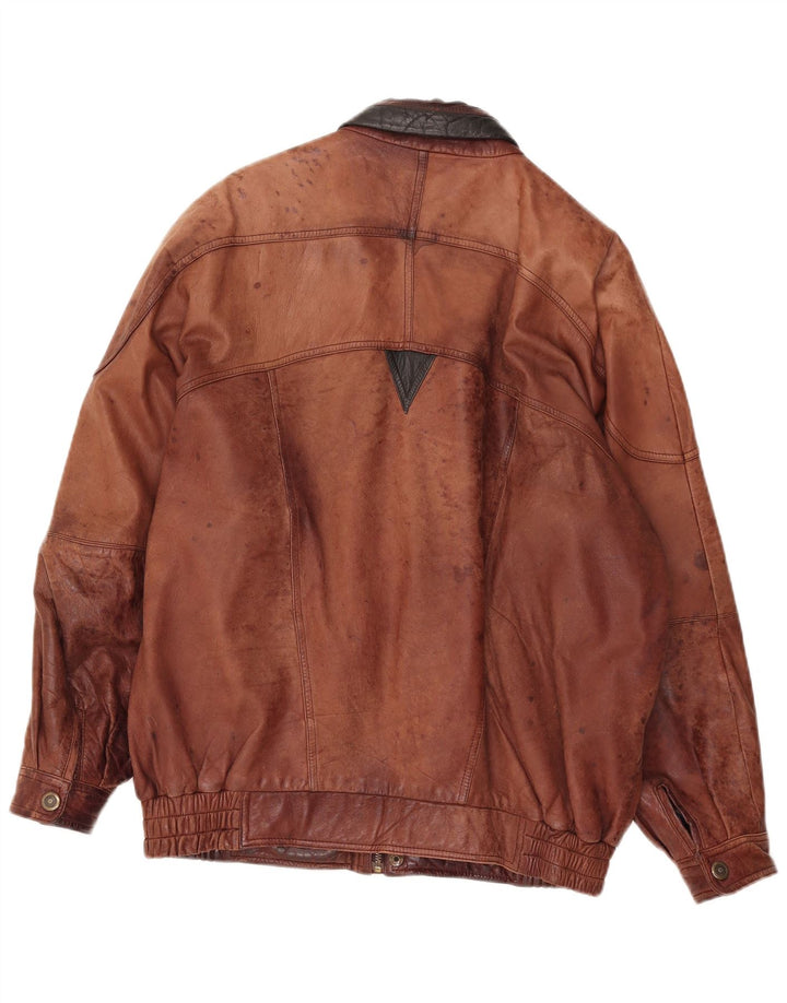 Jachetă de piele vintage pentru bărbați UK 42 XL din piele maro