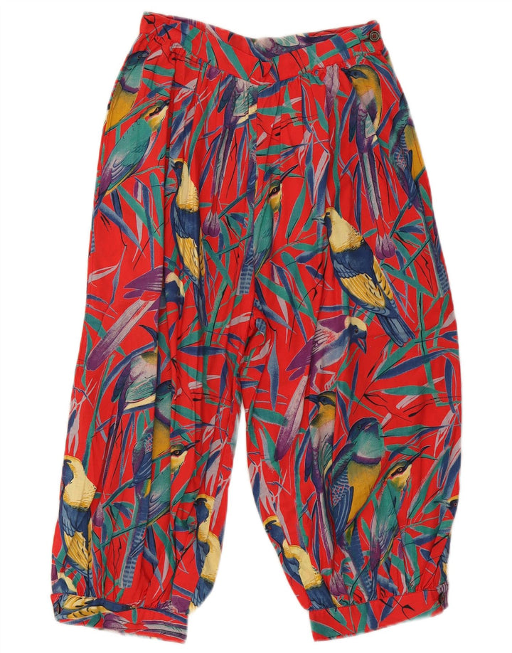 Pantaloni harem Capri pentru femei VINTAGE L24 L17 roșu cu imprimeu animal