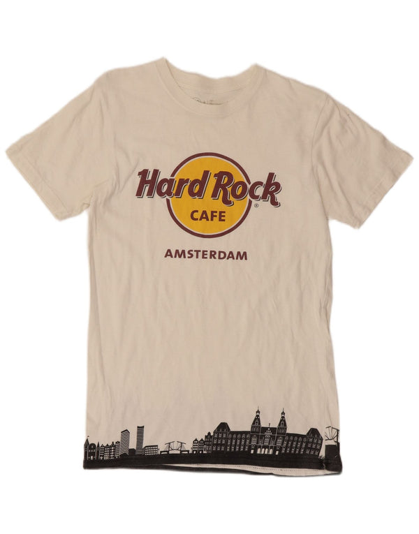 HARD ROCK CAFE Tricou grafic Amsterdam pentru bărbați Top mic, alb, bumbac