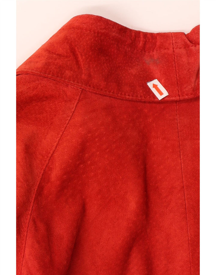VINTAGE Womens Suede Overcoat EU 42 Large Red Leather Vintage Vintage and Second-Hand Vintage from Messina Hembry 