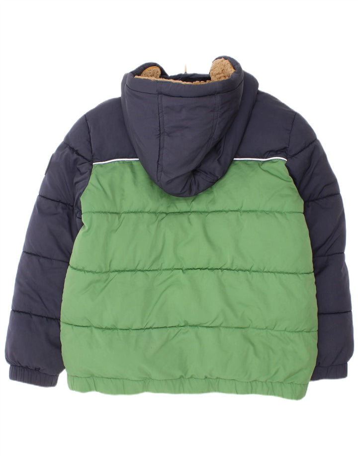 Jachetă căptușită cu glugă pentru băieți Fat Face 8-9 ani Poliester color bloc verde