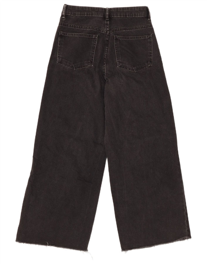 Blugi de damă ZARA cu talie înaltă, cu picioare largi, L22 L25, bumbac negru