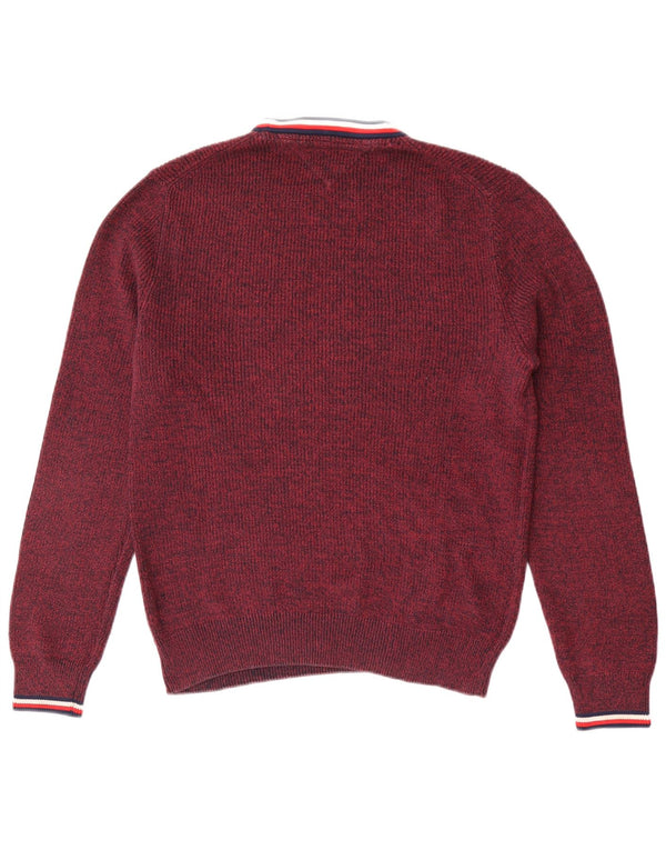 Pulover Tommy Hilfiger pentru bărbați, cu gât roșu, mijlociu, burgundă