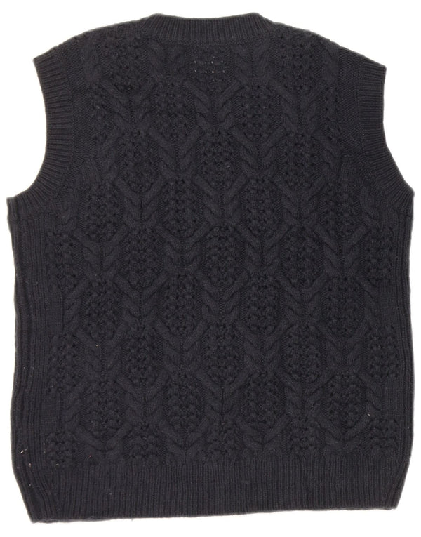 Marks & Spencer Womens Vest Tank Top UK 14 Medium Navy Blue Acrylic