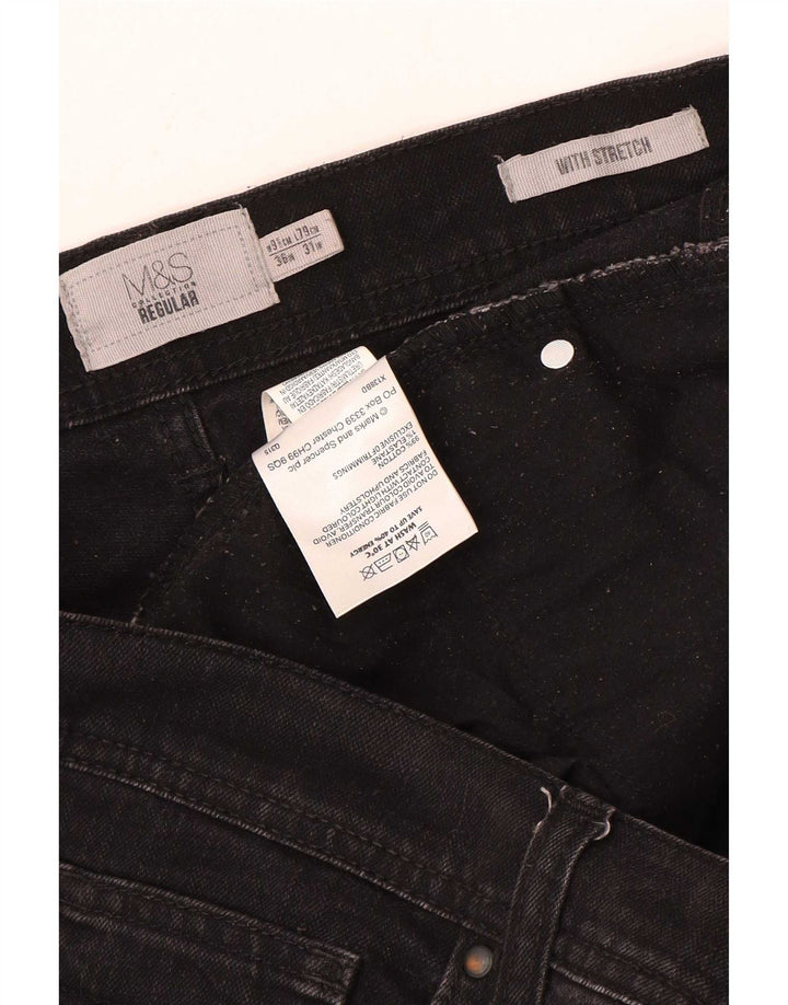 Blugi drepți obișnuiți pentru bărbați Marks & Spencer W36 L31 bumbac negru