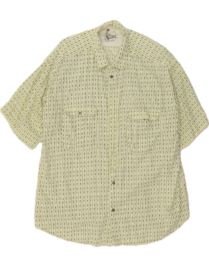 3K Mens Short Sleeve Shirt XL Yellow Striped Viscose Vintage 3K and Second-Hand 3K from Messina Hembry 