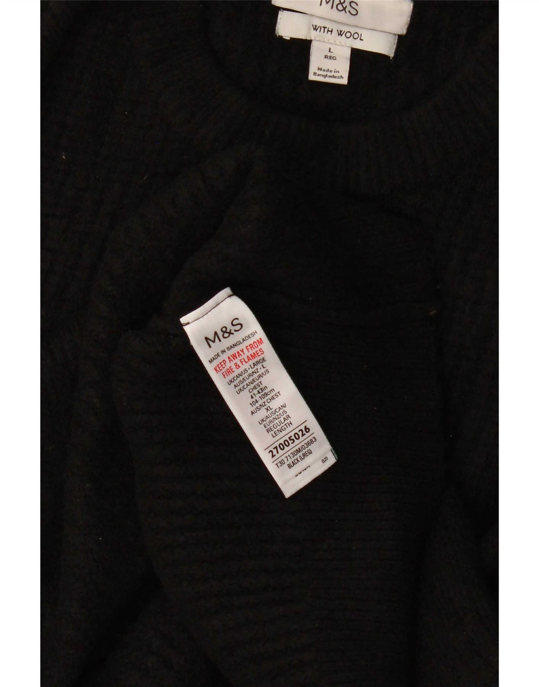 Pulover pentru bărbați Marks & Spencer cu gât roșu, mare, negru, acrilic