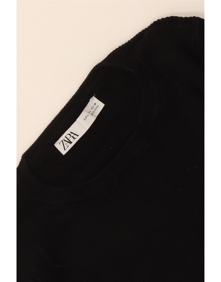 Crop Top pentru femei Zara cu mânecă lungă UK 14 mare negru