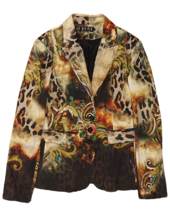Etoile Du Monde Jachetă Blazer Femei UK 10 Mic Multicolor Animal Print