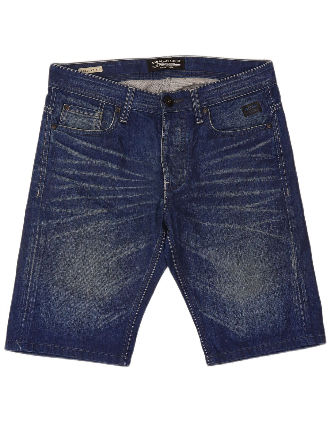 Pantaloni scurți din denim Jack & Jones, pentru bărbați, cu tăiere obișnuită, mici W32, bumbac albastru