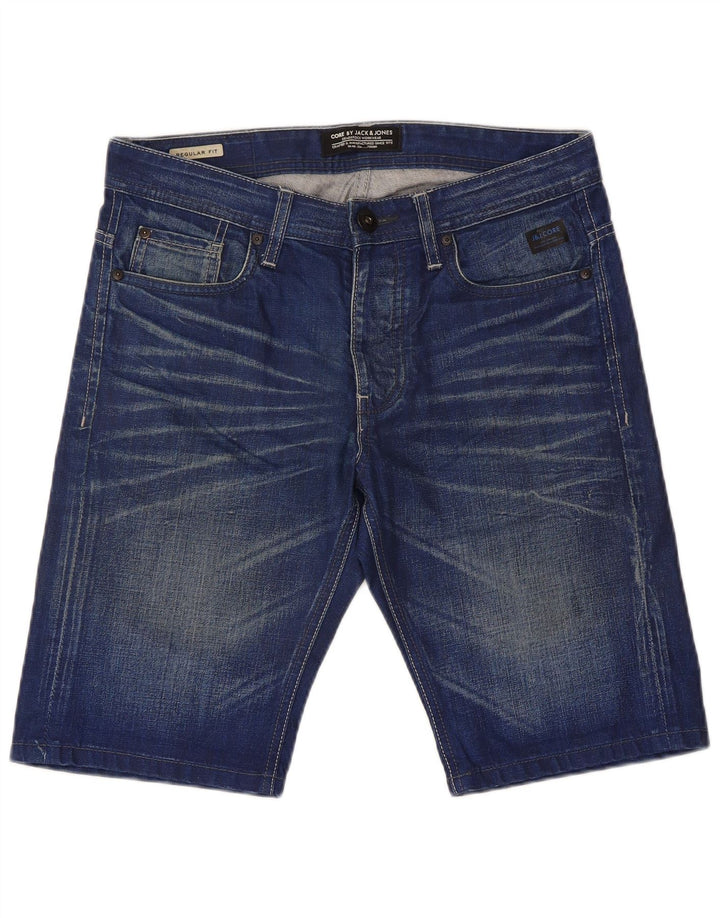 Pantaloni scurți din denim Jack & Jones, pentru bărbați, cu tăiere obișnuită, mici W32, bumbac albastru