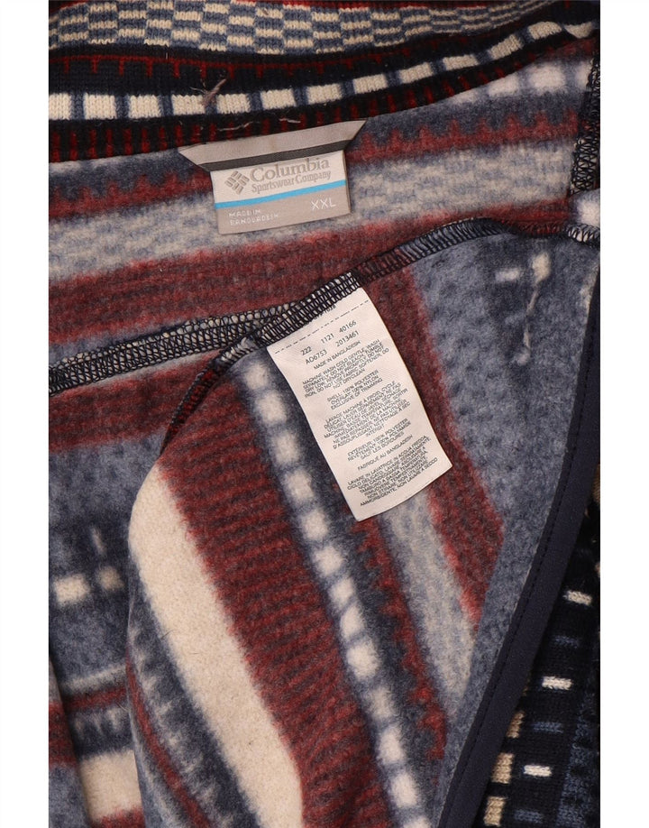 Pulover Columbia pentru bărbați, cu fermoar, cu gât, 2XL, poliester cu dungi multicolore
