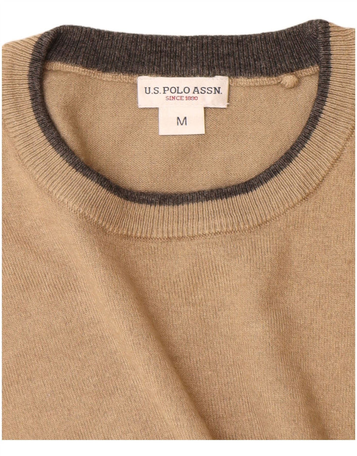 U.S. Polo Assn. Pulover pentru bărbați cu gât crew, bej mediu