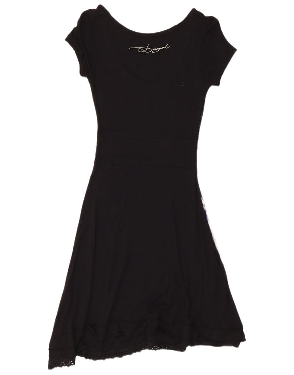 Rochie grafică A-Line Desigual pentru femei UK 12 Medium Black Floral