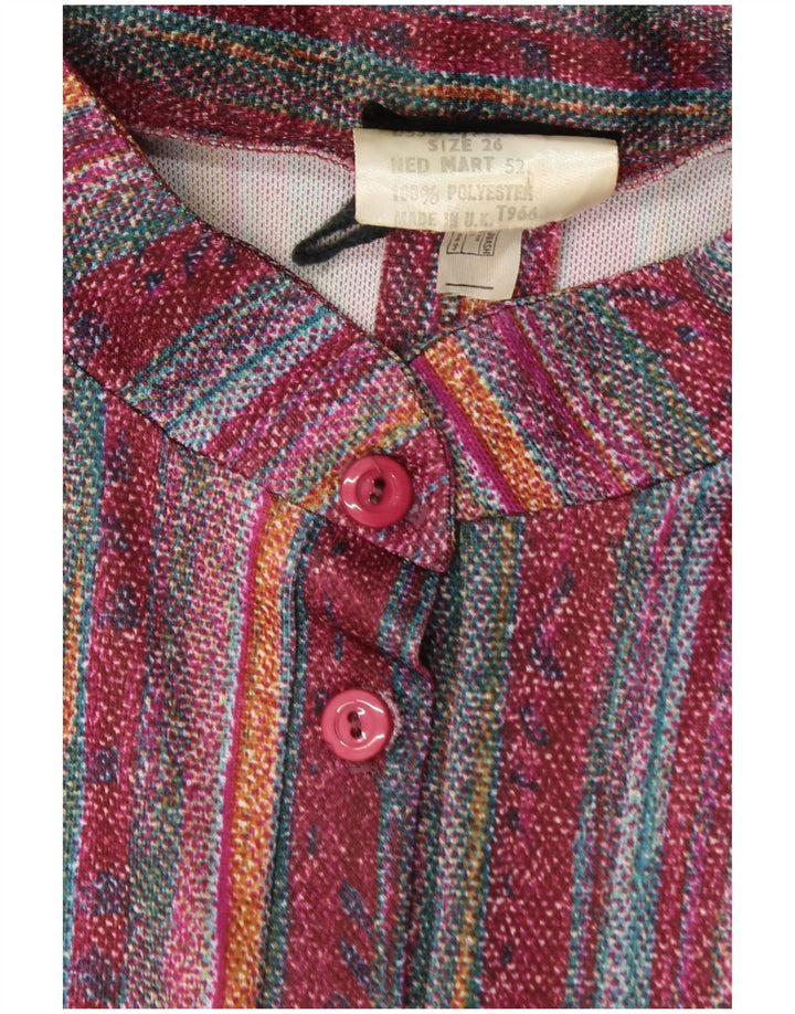 VINTAGE Rochie de bază pentru femei UK 26 4XL Burgundy Poliester cu dungi