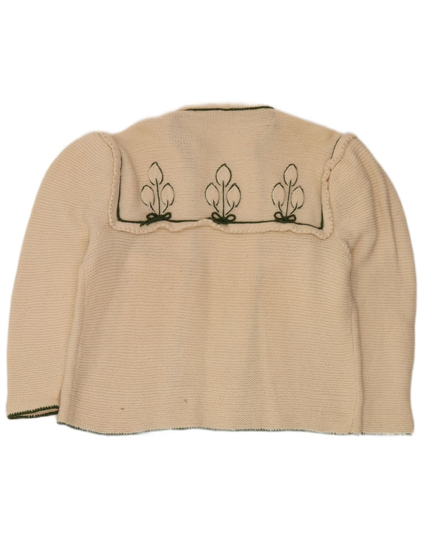 Pulover Vintage cardigan deschis pentru femei UK 20 2XL Off White Floral