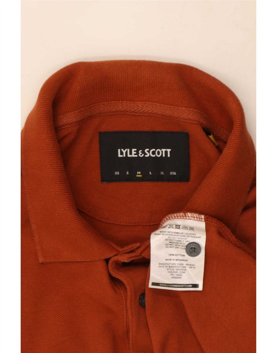 Tricou polo Lyle & Scott pentru bărbați, bumbac portocaliu mediu