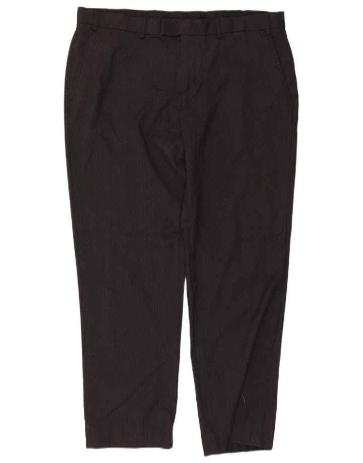 Marks & Spencer Pantaloni de costum drepți croiți pentru femei W38 L29 gri viscoză