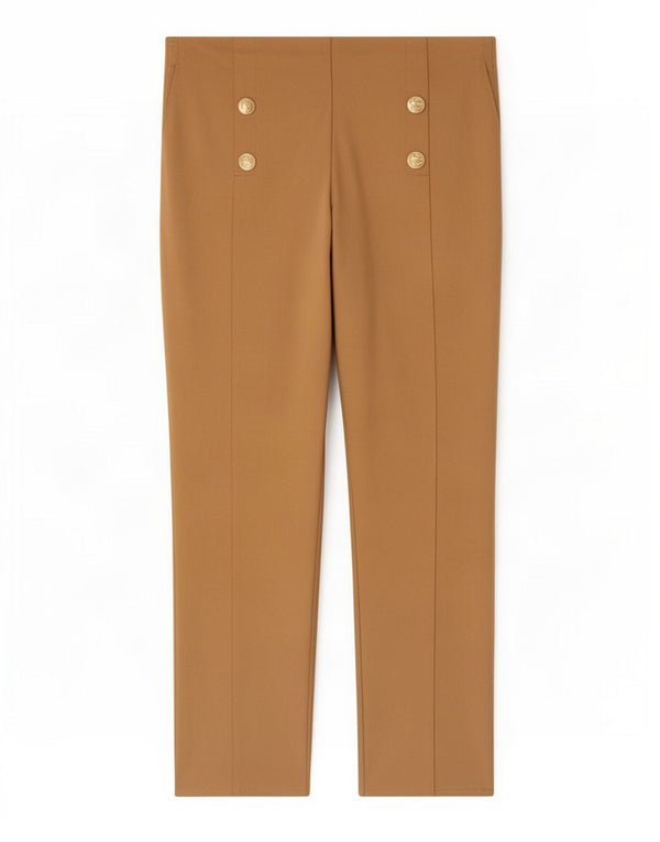 Pantaloni tăiați conici pentru femei cu talie înaltă Zara 2XL L34 L25 Bej