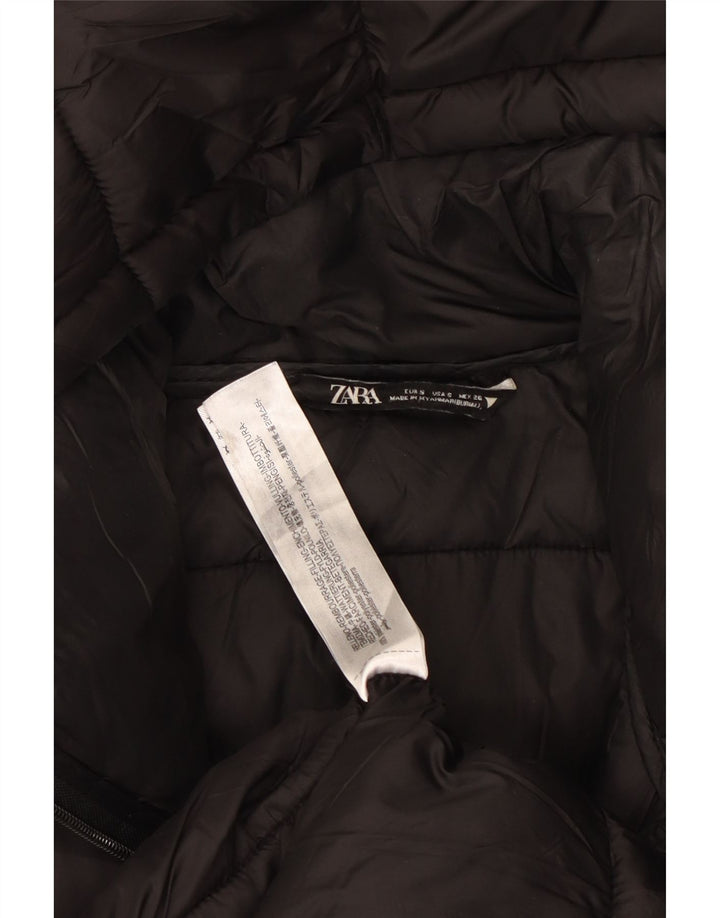 Palton căptușit cu glugă supradimensionat pentru femei ZARA UK 10 Poliester negru mic