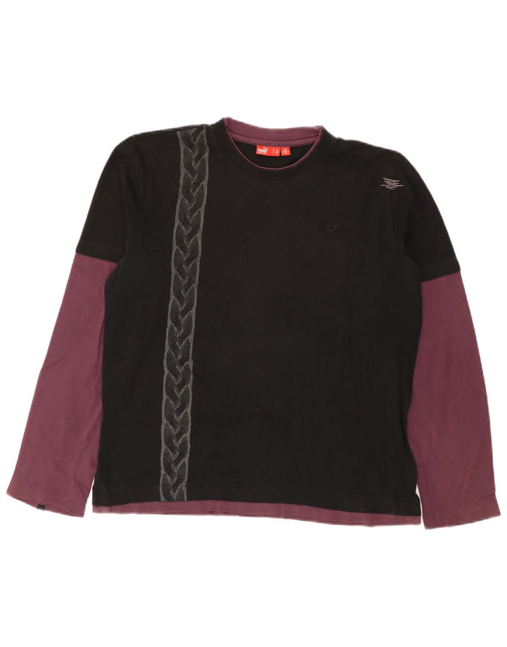 Top pentru bărbați Puma cu mânecă lungă, mediu negru, color block