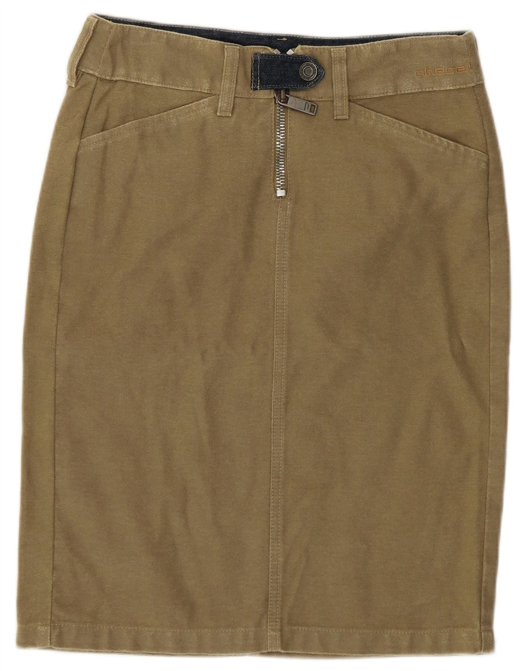 Fusta creion pentru femei Diesel W26 Small Kaki Bumbac