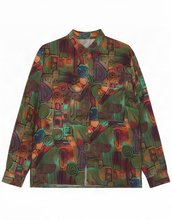 Camasă de epocă pentru femei IT 18 XL Verde Geometric
