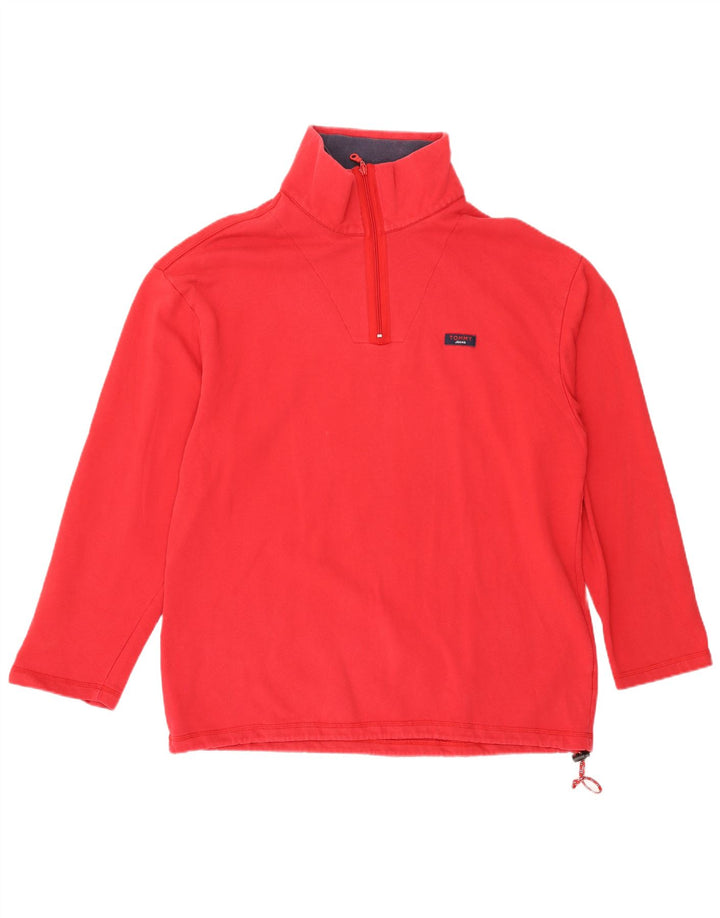 Top cu mânecă lungă pentru bărbați Tommy Hilfiger, cu fermoar, bumbac roșu