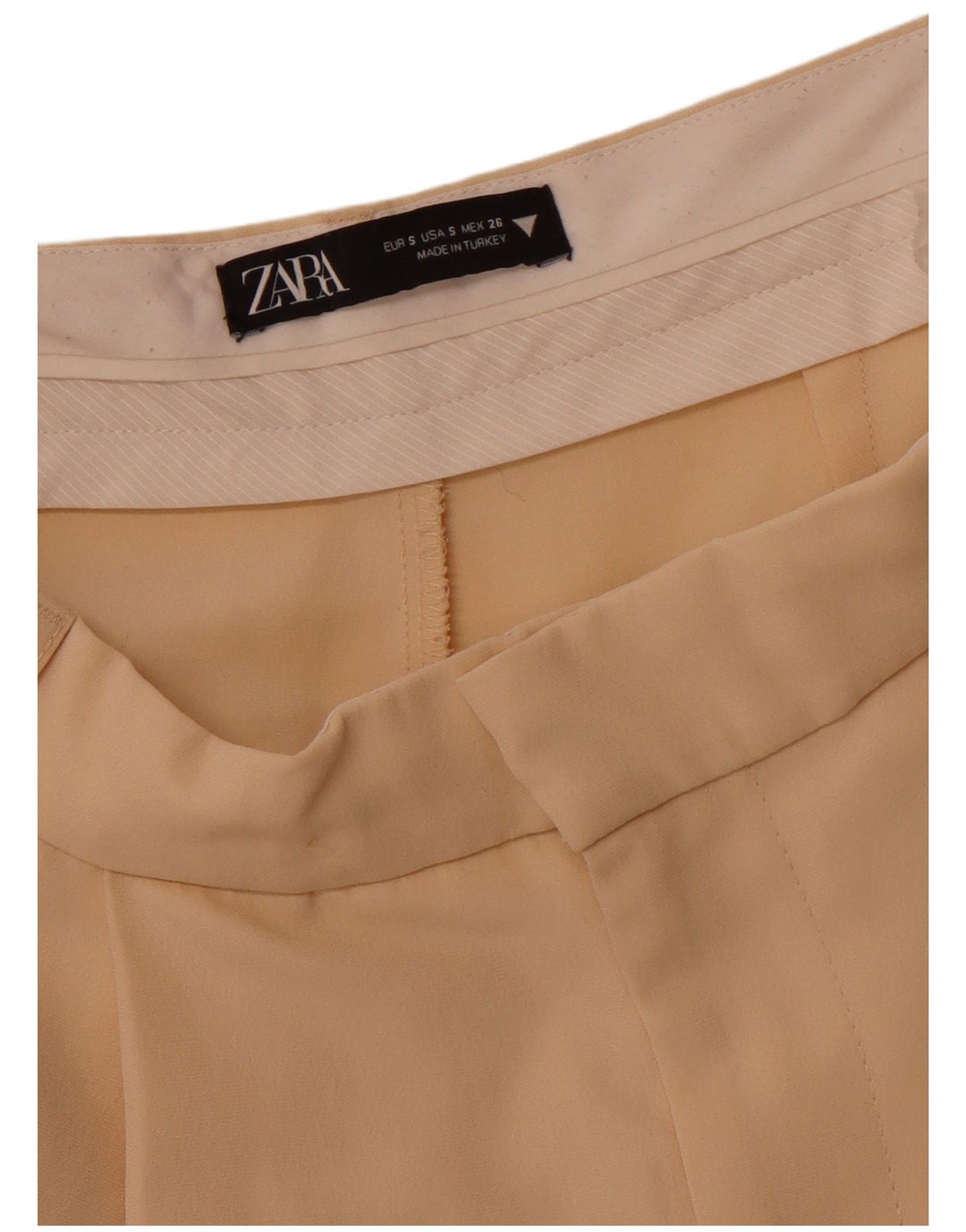 Pantaloni chino de damă ZARA, cu strângere lardă, L26 L29 Bej