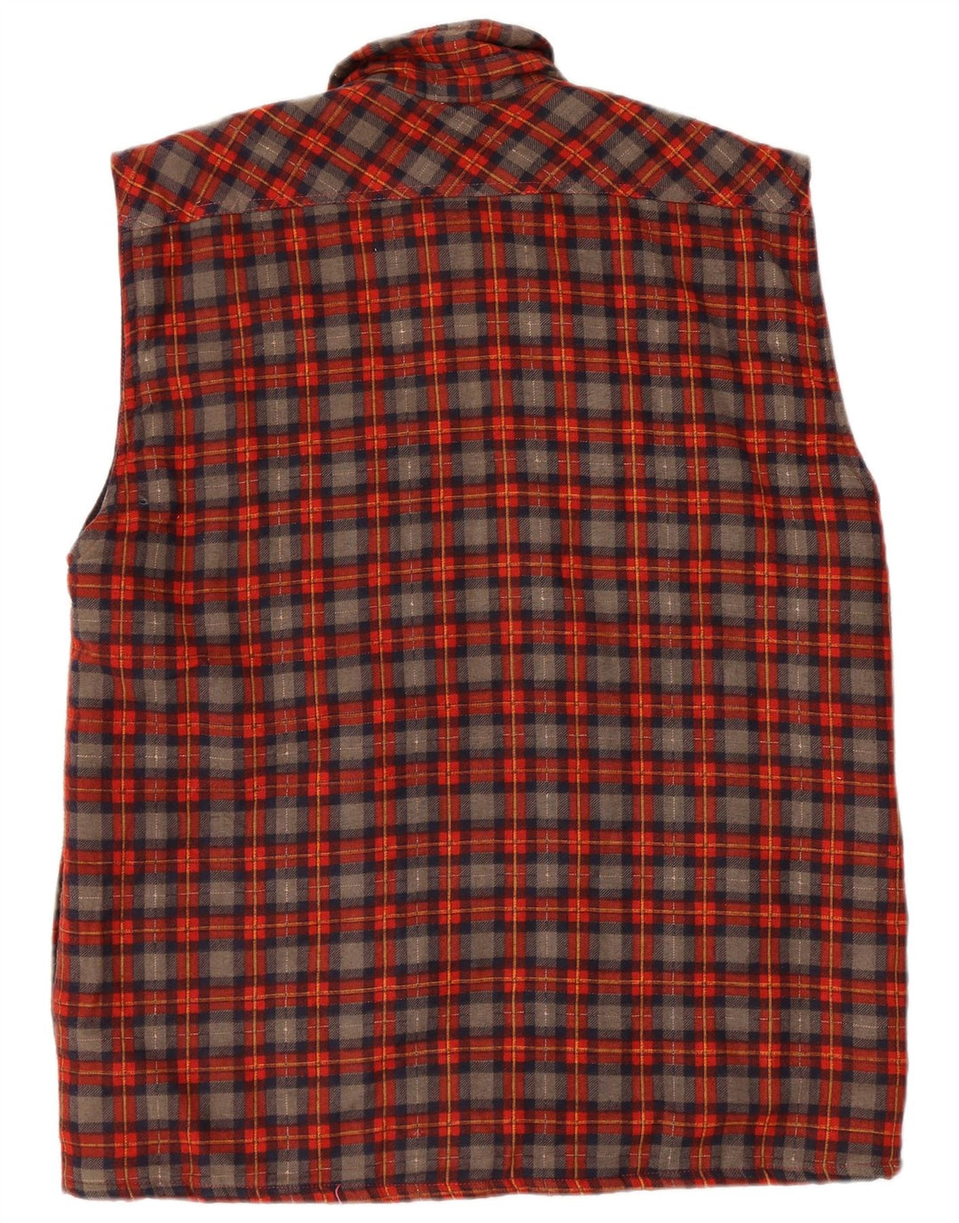 Cămașă de flanel vintage fără mâneci pentru bărbați, cu carouri mari, roșii