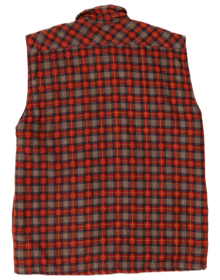 Cămașă de flanel vintage fără mâneci pentru bărbați, cu carouri mari, roșii
