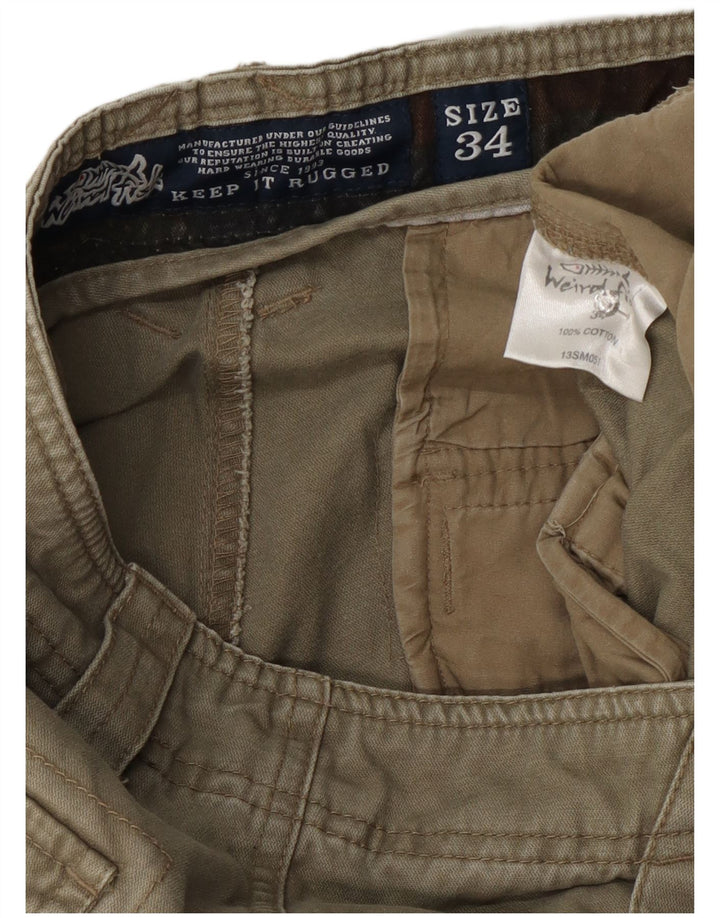 Pantaloni scurți cargo pentru bărbați Weird Fish W34, bumbac mare kaki