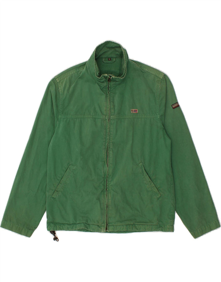 NAPAPIJRI Boys Graphic Bomber Jacket 11-12 Years Green Cotton Vintage Napapijri and Second-Hand Napapijri from Messina Hembry 