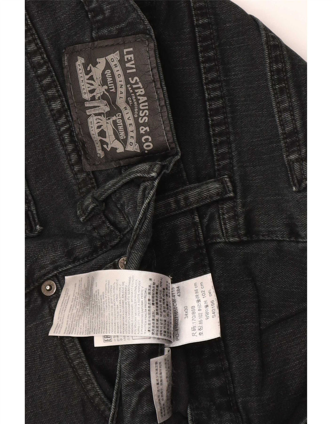 Blugi drepti pentru bărbați Levi's W34 L30 bumbac negru