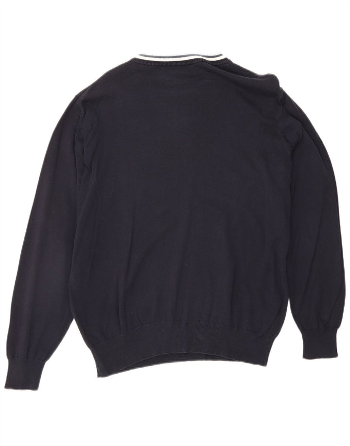 Pulover pentru bărbați Fred Perry cu gât crew pulover mediu din bumbac cu dungi bleumarin